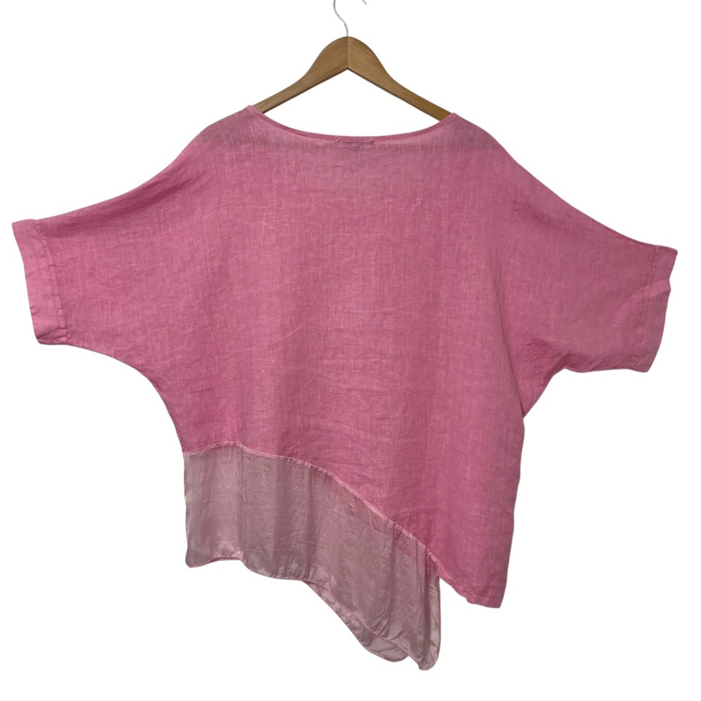 Free for Humanity Womens Italian Linen Asymmetric Top OS Casual - Picture 3 of 6